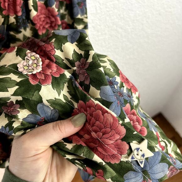Carolart Design Vintage Teacher Dress Womens Size Medium Floral Cotton Jumper - Picture 6 of 8